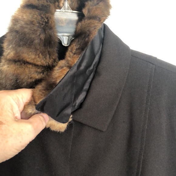 Rena Rowan 3-Piece Suit Jacket Skirt Faux Fur Removable Collar Brown - Picture 6 of 16